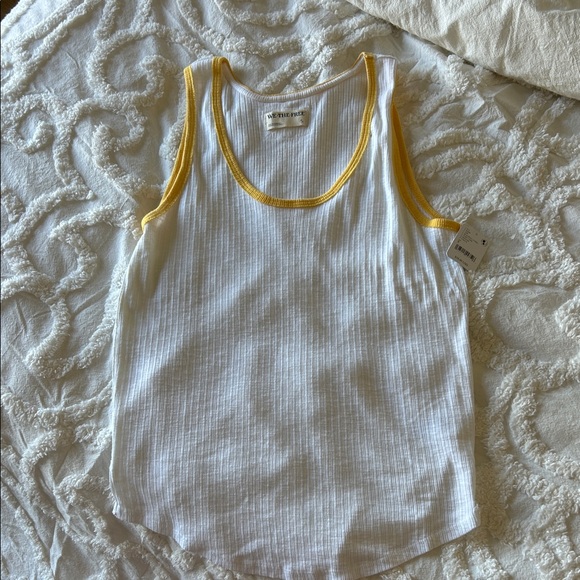 Free People White Tank with Yellow Trim - Picture 1 of 5